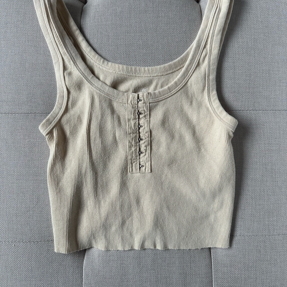 Aerie Cream Ribbed Tank Top